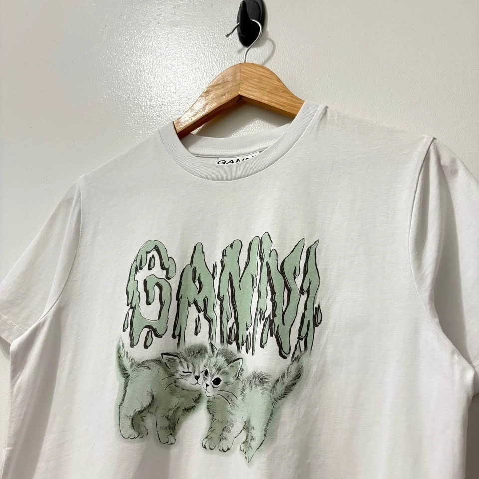 GANNI LOVE CATS RELAXED BASIC JERSEY T-SHIRTS - photo 4