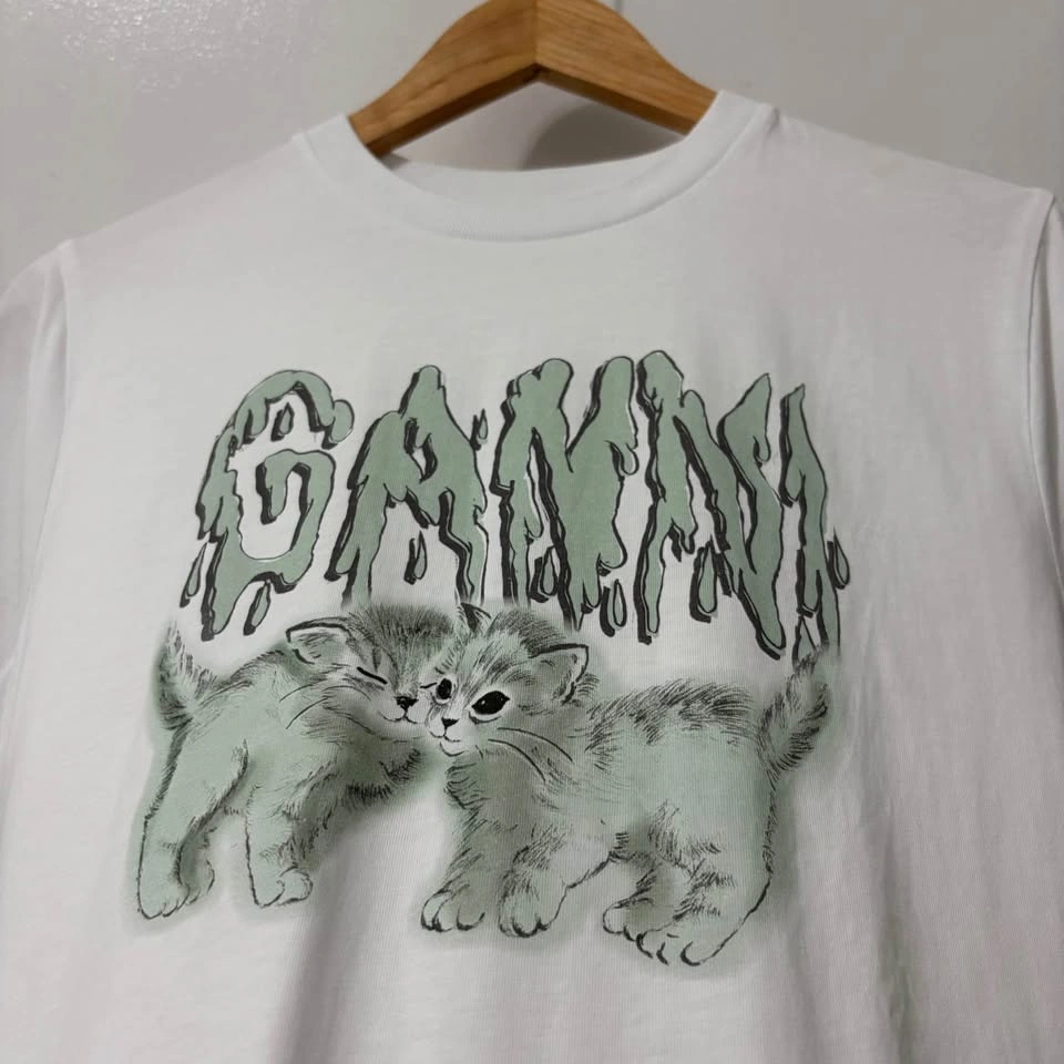 GANNI LOVE CATS RELAXED BASIC JERSEY T-SHIRTS - photo 5