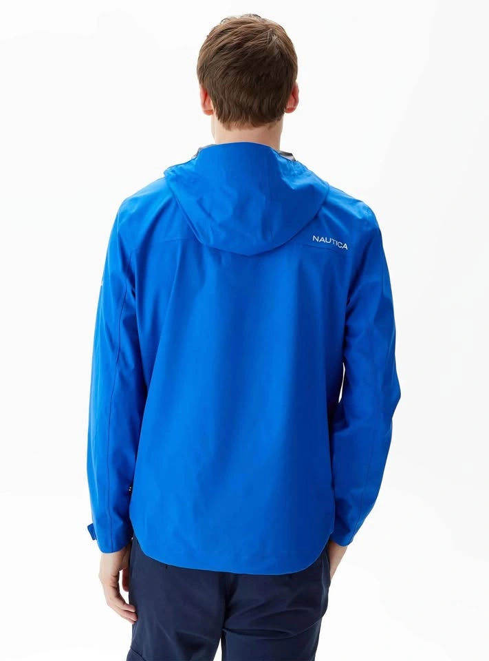 Men's Classic Windbreaker with Hood, Blue, Water Resistant - photo 2