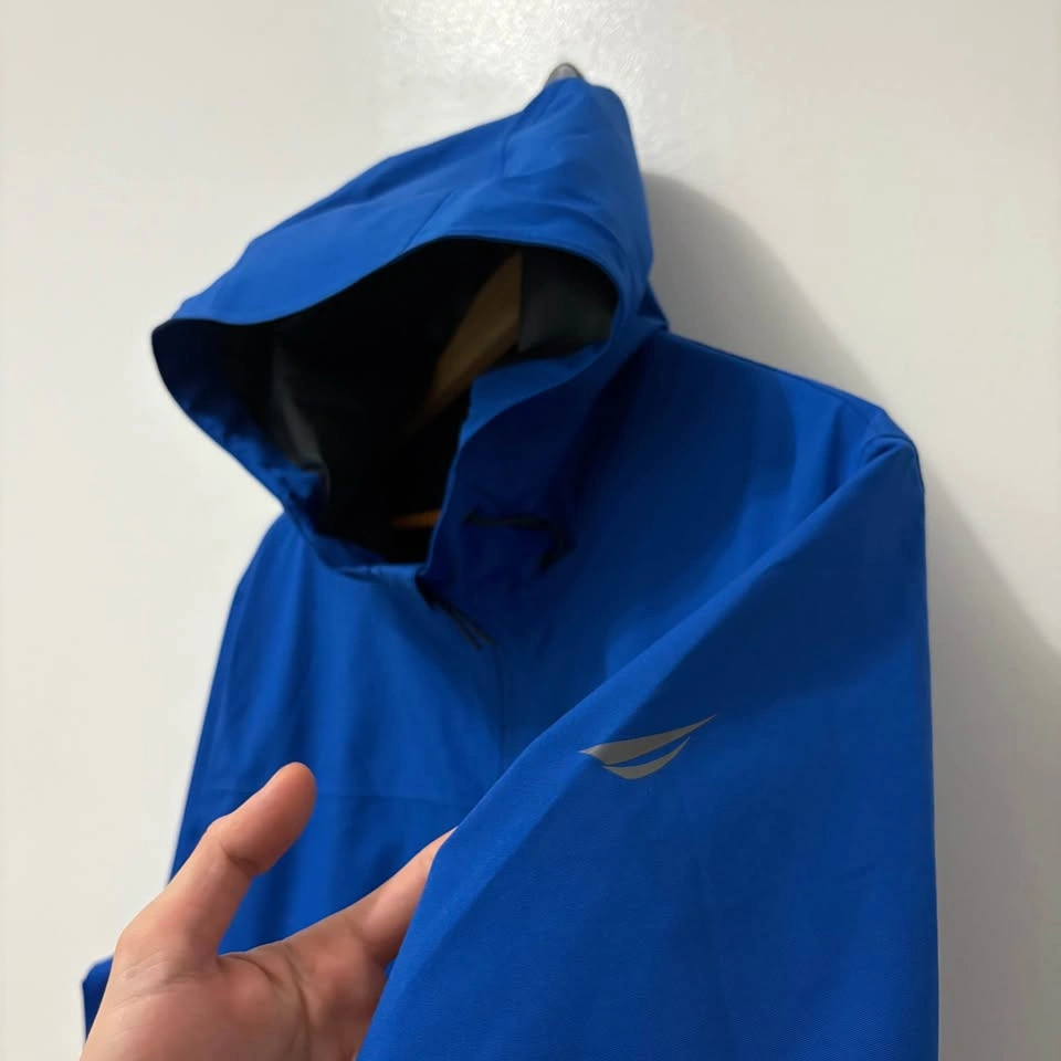 Men's Classic Windbreaker with Hood, Blue, Water Resistant - photo 4