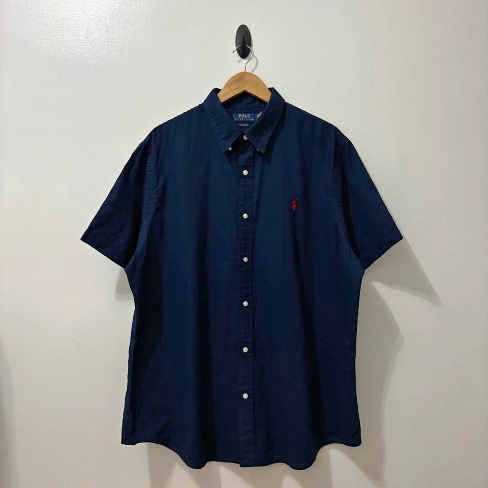 POLO RALPH LAUREN SHORT SLEEVE BUTTON DOWN NAVY BLUE