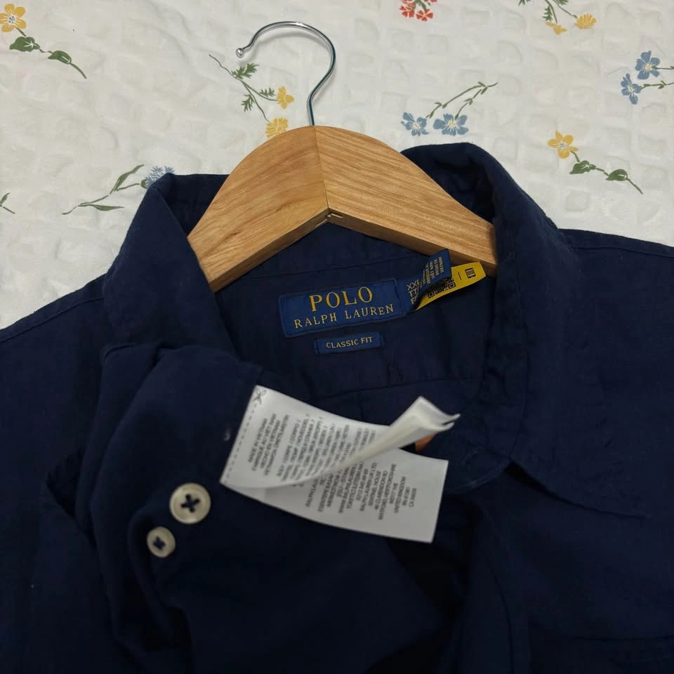 POLO RALPH LAUREN SHORT SLEEVE BUTTON DOWN NAVY BLUE - photo 5