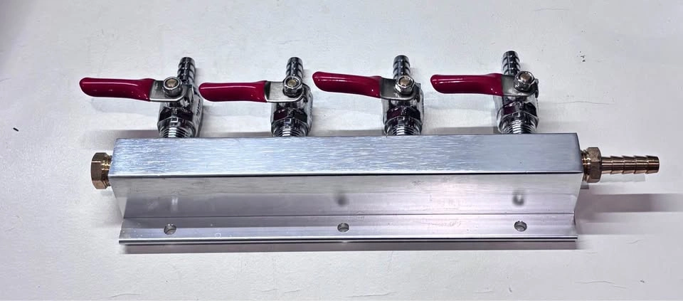 4-Way Co2 Air Gas Distribution Manifold Splitter, Beer Splitter