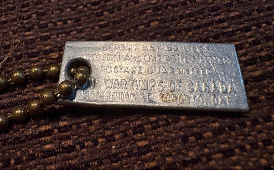 Vintage 1969 Ontario License Plate Keychain – War Amps Key Tag - photo 2