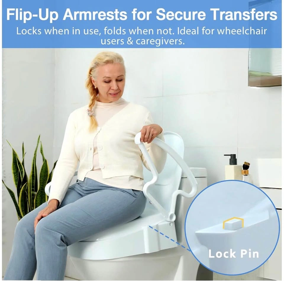 Raised Toilet Seat with Handles & Flip-Up Arms - photo 2
