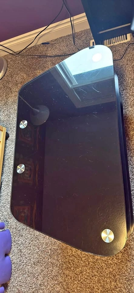 Modern Black Glass 3-Tier TV Stand 31.5” L x 19.5” H