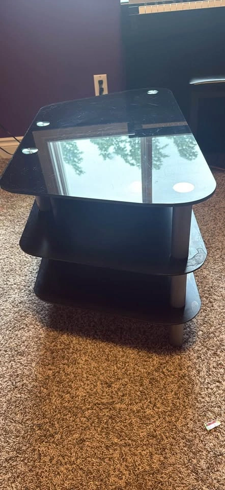 Modern Black Glass 3-Tier TV Stand 31.5” L x 19.5” H - photo 3
