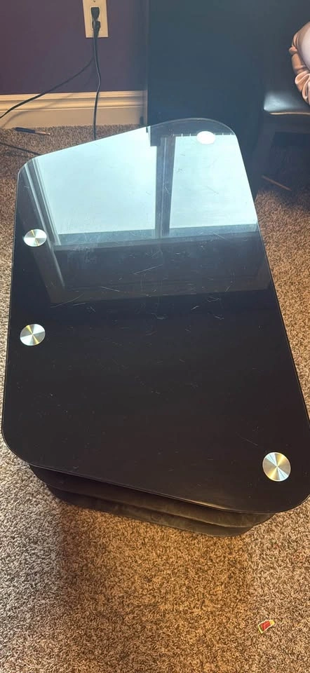 Modern Black Glass 3-Tier TV Stand 31.5” L x 19.5” H - photo 5