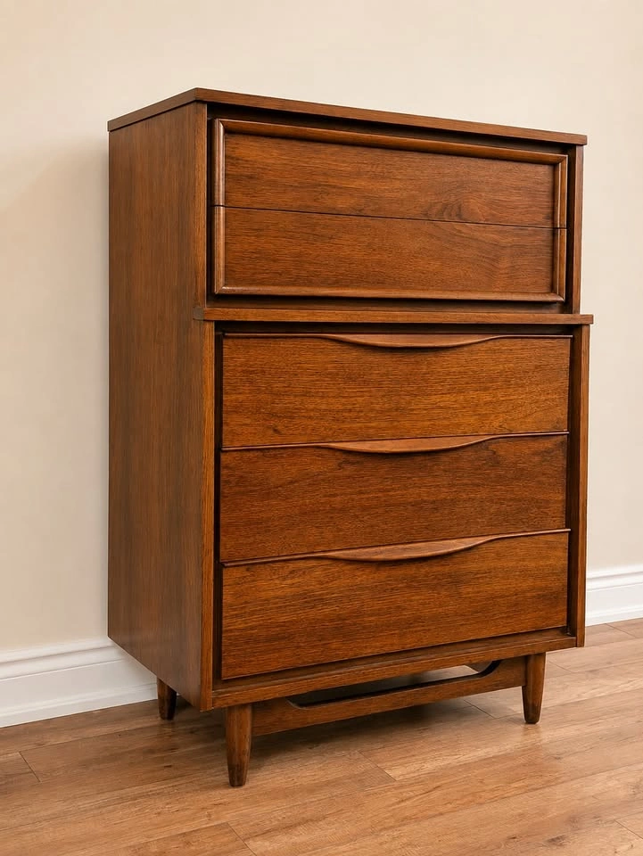 Vintage Walnut Highboy Dresser - Mid Century Modern - photo 2