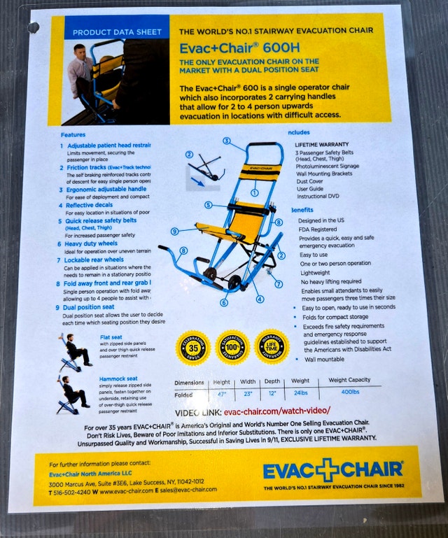 EVAC+CHAIR Stair Chair, 400 lb capacity 20" W MK4-300H - photo 5