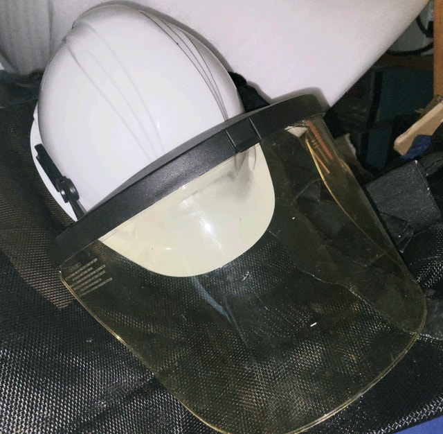 North Hard Hat with flip down clear visor, ratchet size adjuster