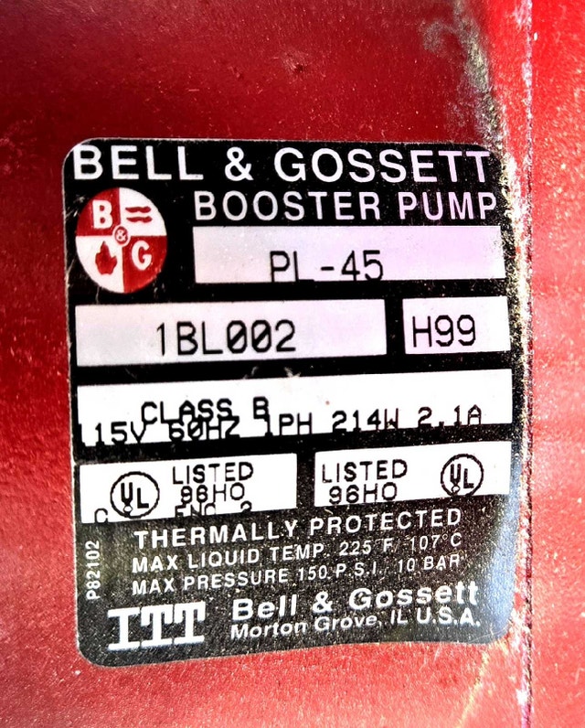 PL-45 (1BL002) Bell & Gossett 1/6HP 115V Booster Pump - photo 5