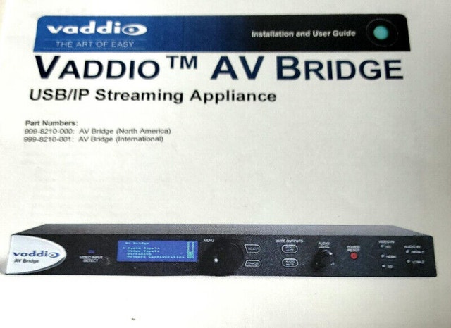 Vaddio 998-8210-000 Audio-Video AV Bridge w/ PSU