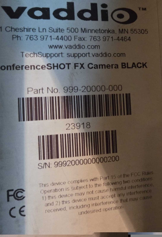 New Vaddio black ConferenceSHOT FX Camera - photo 2