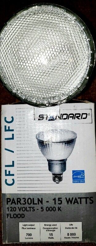6 X Long Neck Compact 15W PAR30 Fluorescent Flood Lamp, 5000K - photo 2