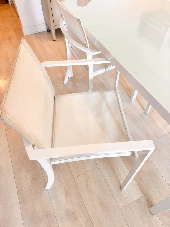 White Frosted Glass Dining Table with 4 Chairs - photo 4