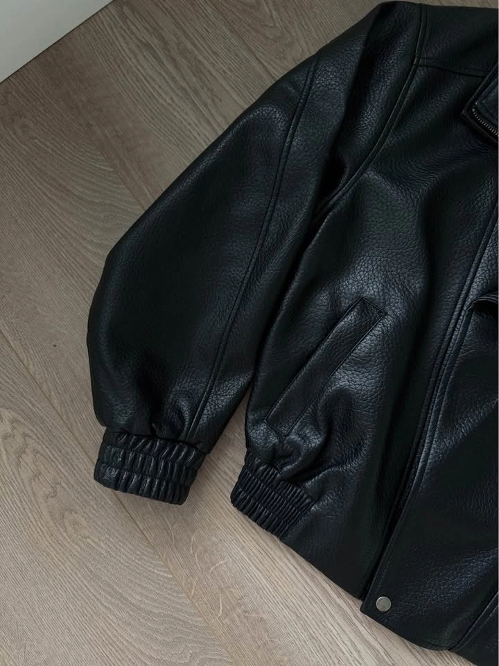 OAK + FORT VEGAN LEATHER DOUBLE COLLAR BIKER JACKET - photo 2