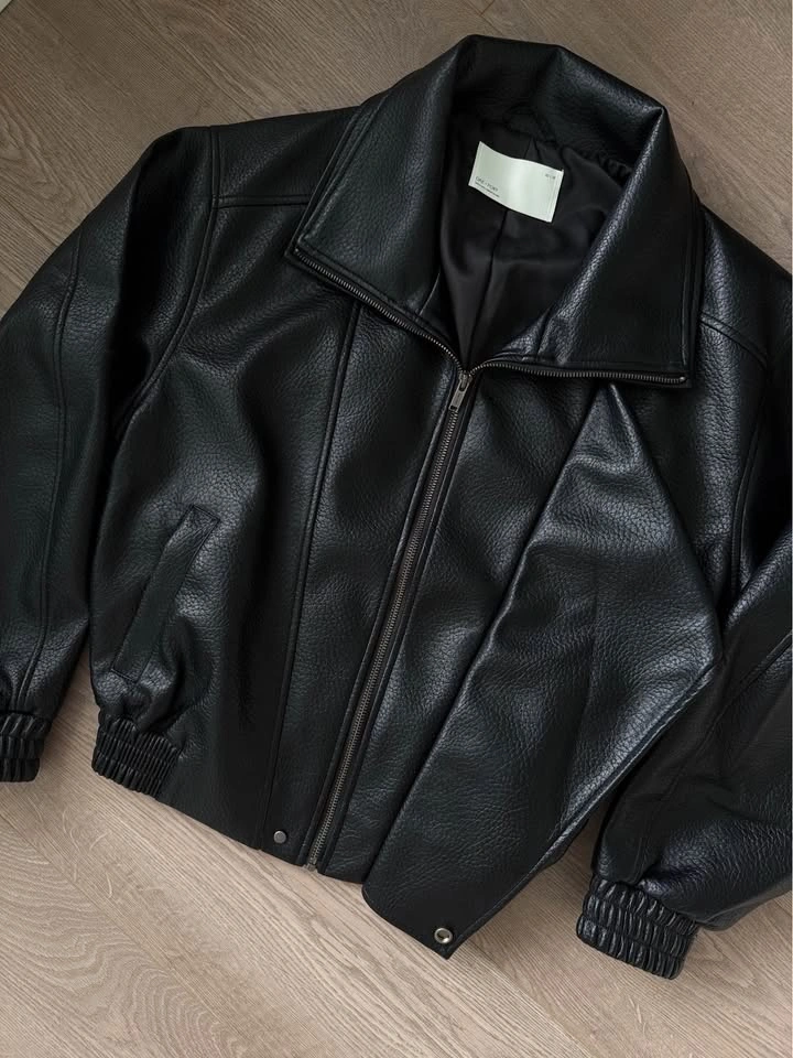 OAK + FORT VEGAN LEATHER DOUBLE COLLAR BIKER JACKET - photo 4