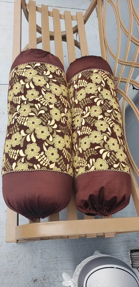 Set of 2 Brown Cylinder Round Pillows - photo 4