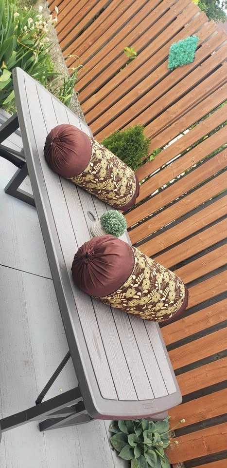Set of 2 Brown Cylinder Round Pillows - photo 5