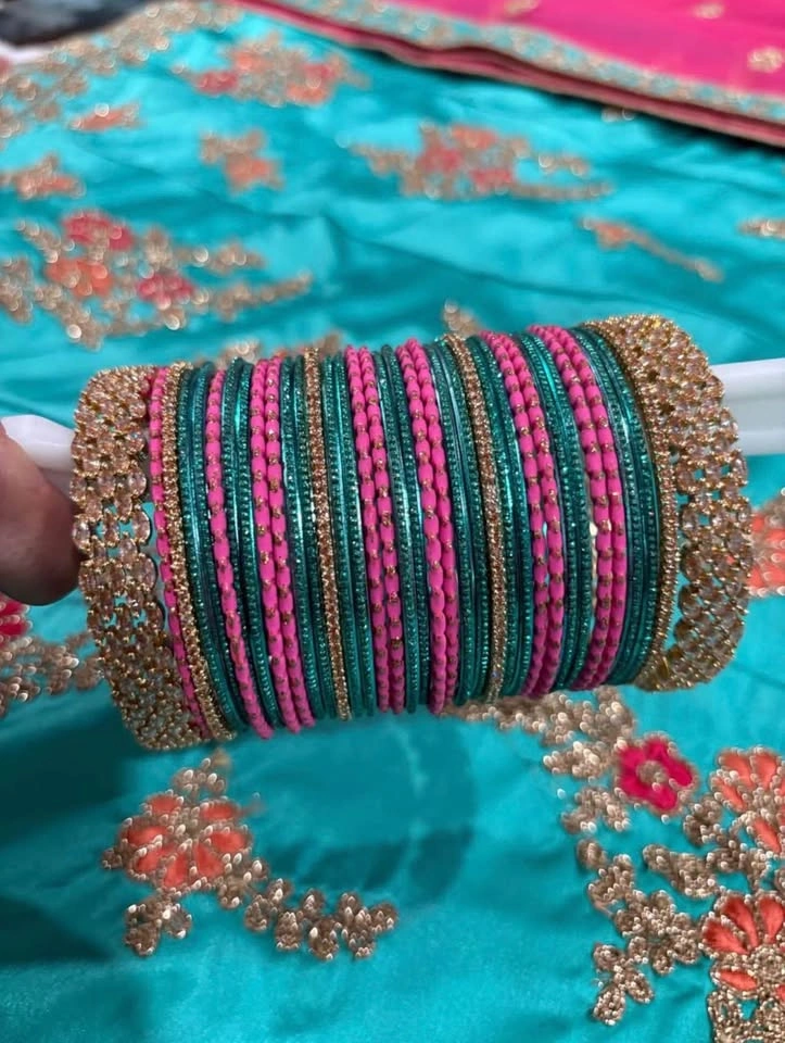 Party Wear Aqua Lehenga with Matching Bangles - photo 3