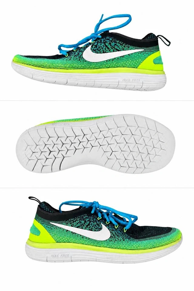 Nike Free RN Distance Mens Running Shoes Black Volt Blue Size 9