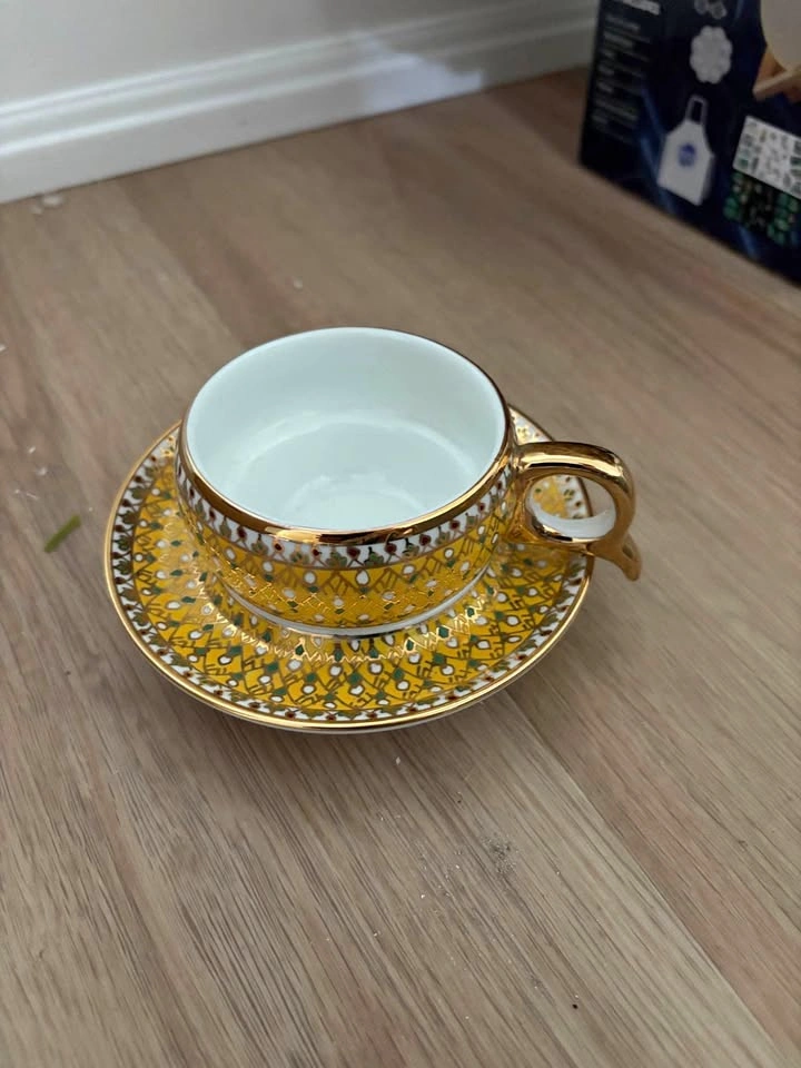 Thai Benjarong Porcelain Teacup and Saucer Set