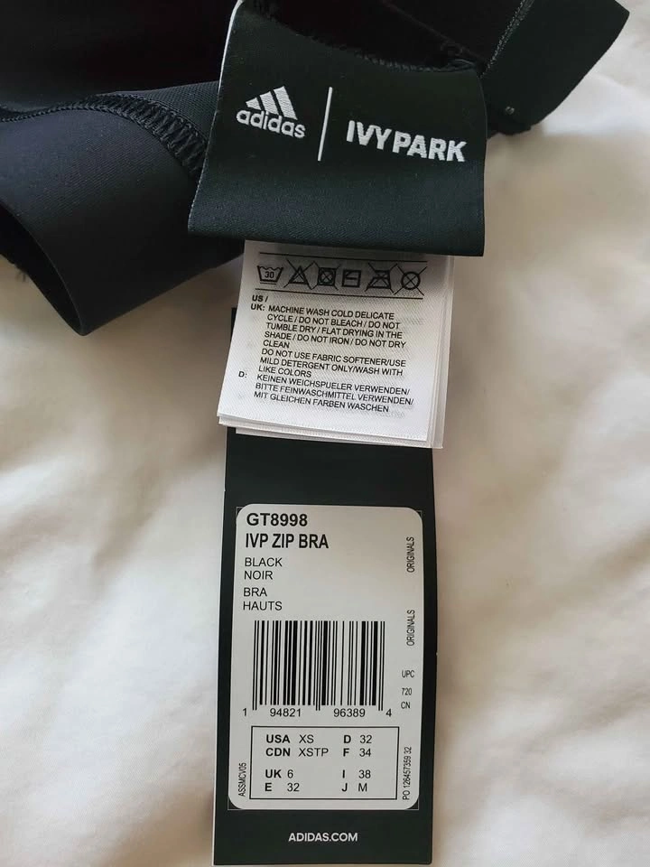 NEW Adidas Ivy Park Medium Support Zip Bra - Black XS - photo 4