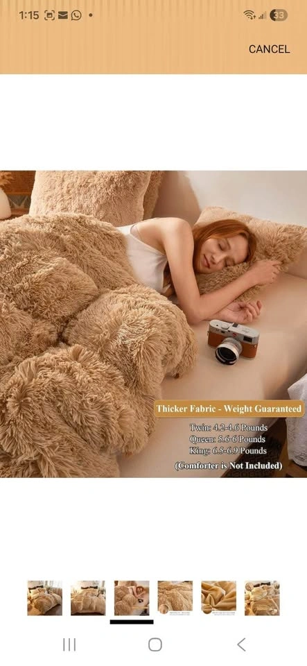 Shaggy Duvet Cover with 2 Pillow Cover set - photo 3