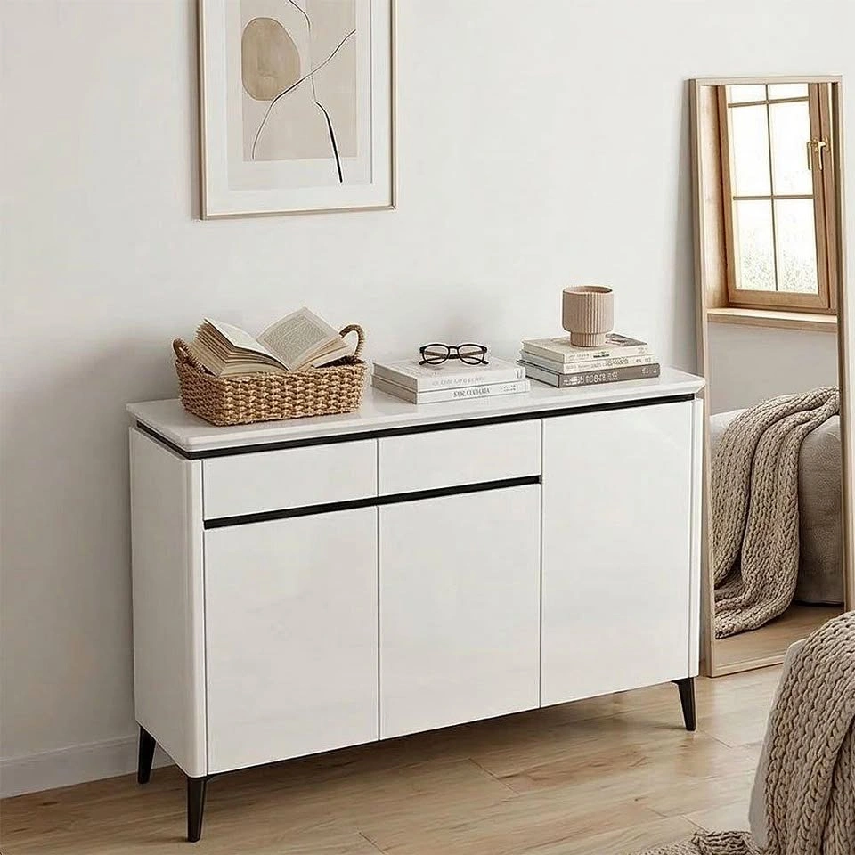 Designer Style Cream Shoe Cabinet – Entryway Storage