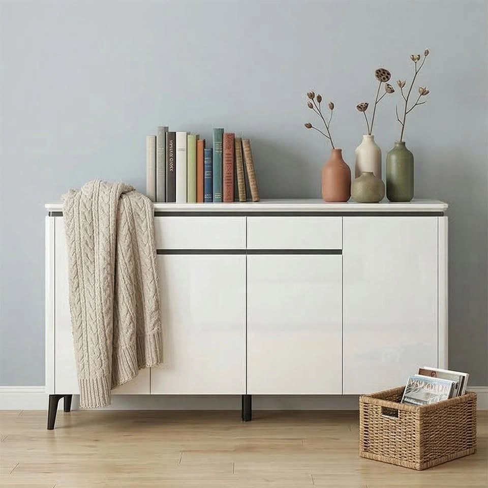 Designer Style Cream Shoe Cabinet – Entryway Storage - photo 2