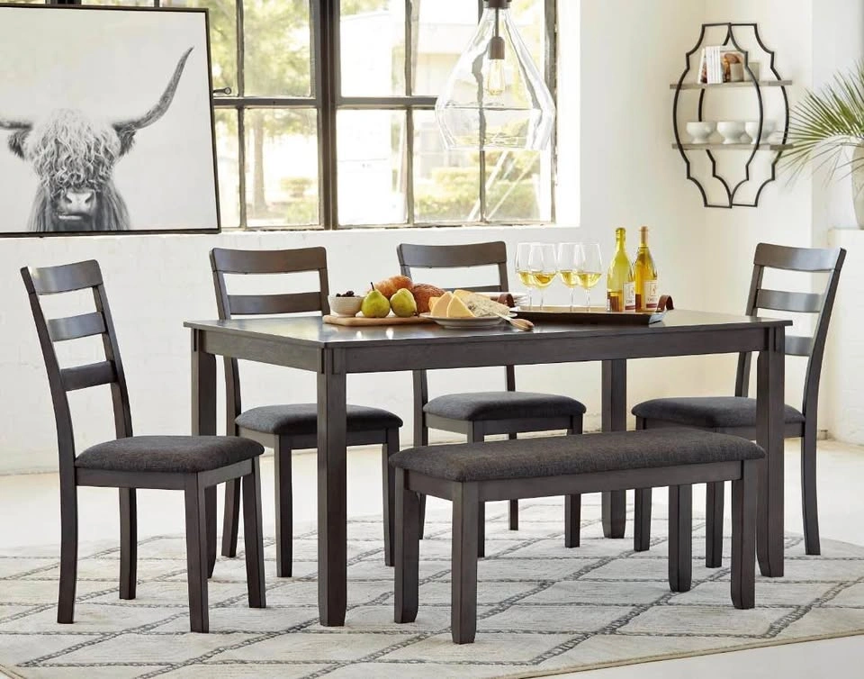 Dark Gray Counter Height Dining Chairs & Bench