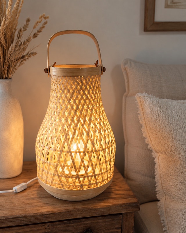 Handwoven Bamboo Lantern Table Lamp - photo 2