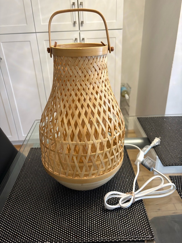 Handwoven Bamboo Lantern Table Lamp - photo 3