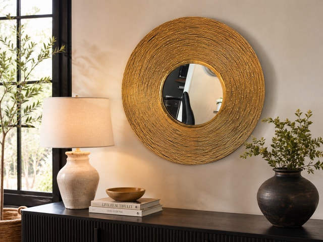 24x24 Vintage Gold Sunburst Wall Mirror - photo 2