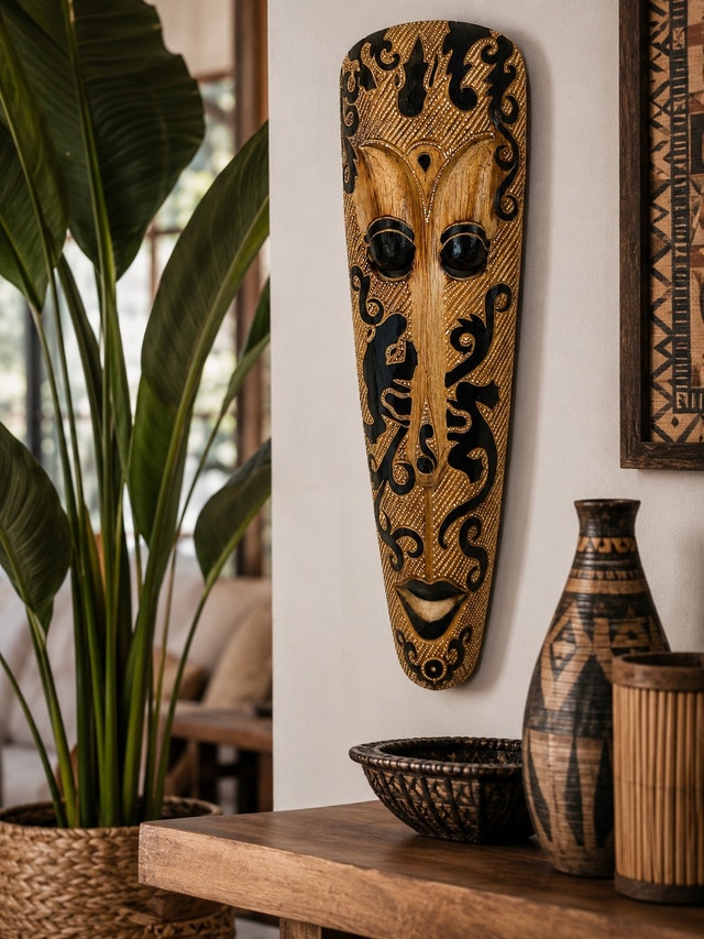 Hand-Carved Tribal Wall Mask – Wooden Statement Decor Piece - photo 2
