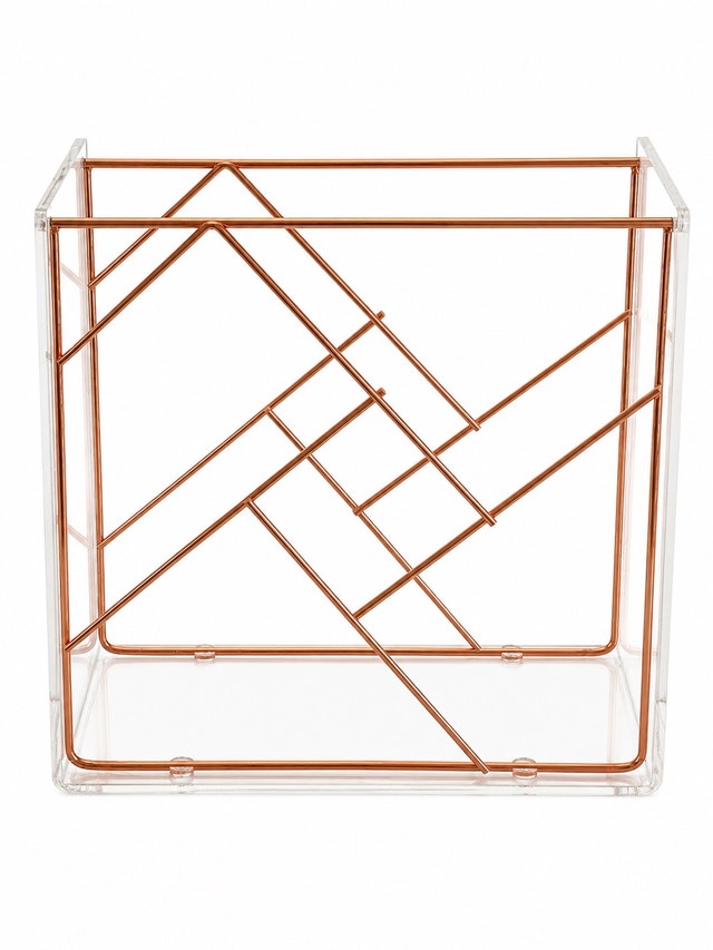 Modern Geometric Acrylic & Rose Gold Wine Rack