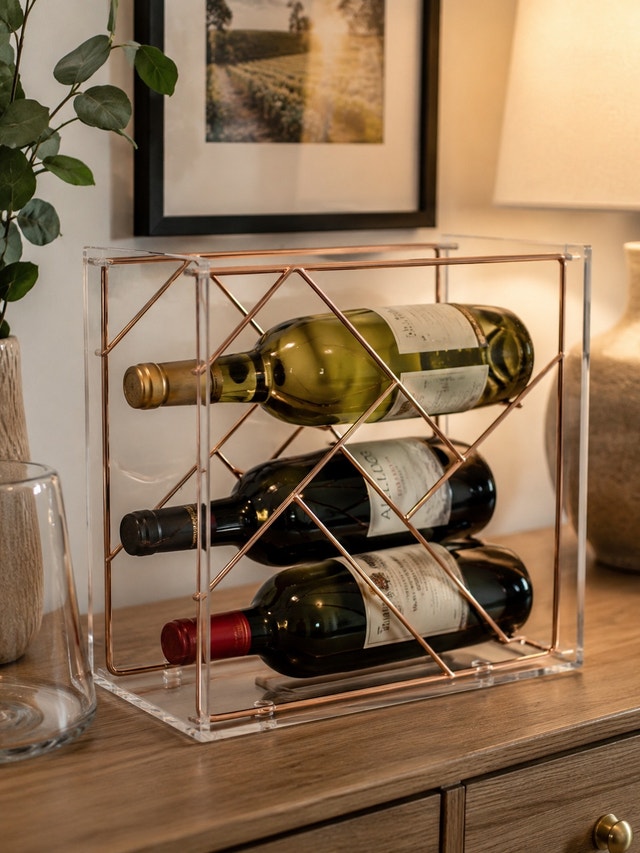 Modern Geometric Acrylic & Rose Gold Wine Rack - photo 2