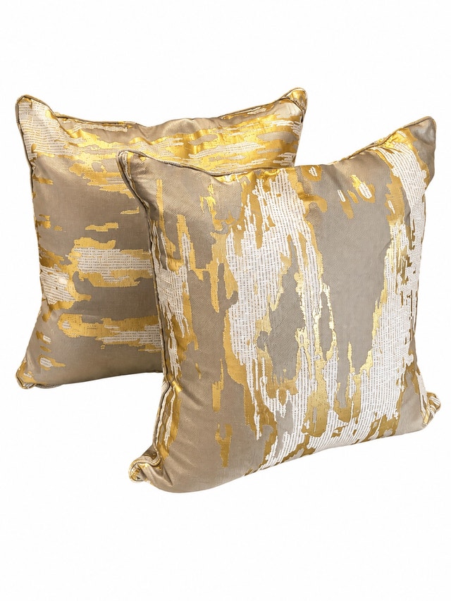 Set of 2 Luxury 24” x 24” Gold Abstract Decorative Throw Pillows