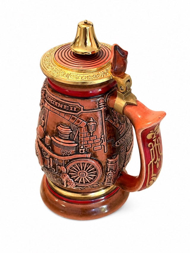 Vintage Avon 1990 Tribute to Firefighters Lidded Beer Stein
