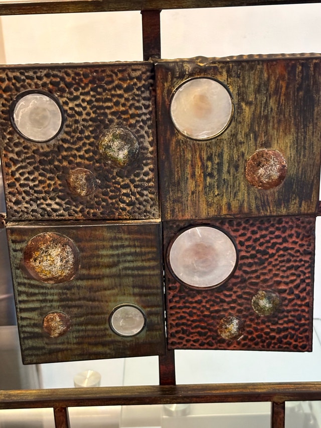 Modern Industrial Metal & Faux Stone Tabletop Sculpture - photo 4