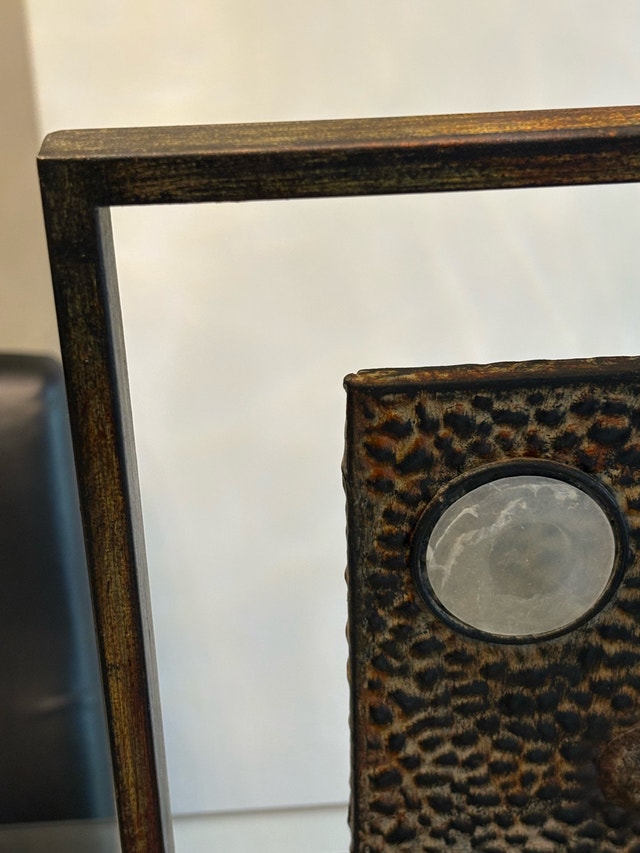 Modern Industrial Metal & Faux Stone Tabletop Sculpture - photo 5