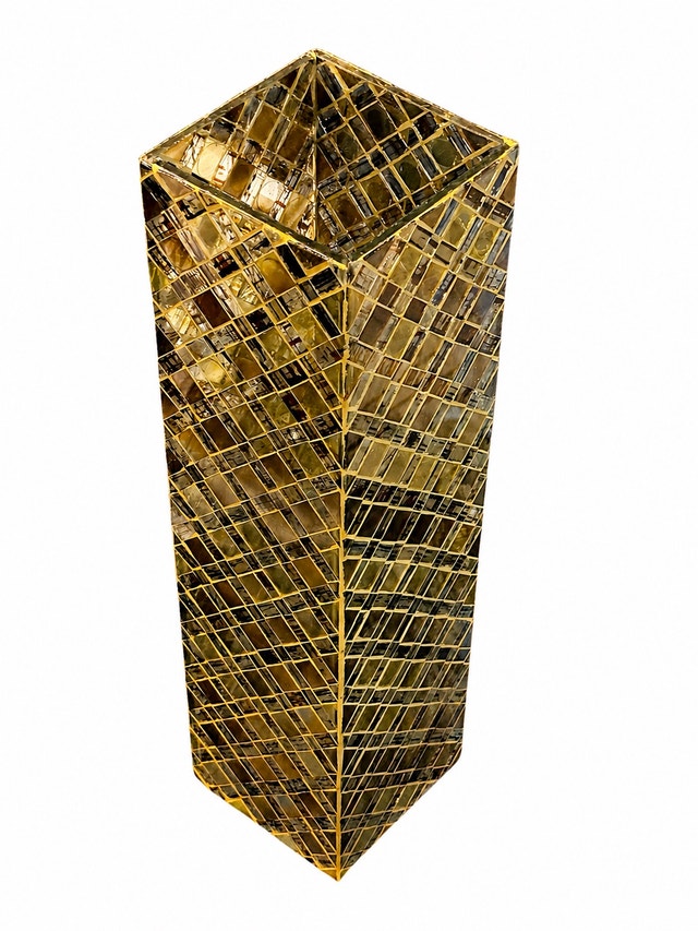 Gold Mosaic Decorative Vase – Handcrafted Mirrored Glass Acc