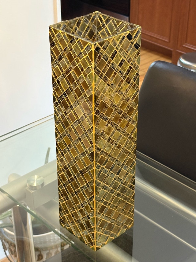 Gold Mosaic Decorative Vase – Handcrafted Mirrored Glass Acc - photo 5