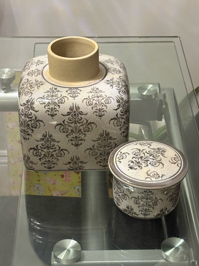 Vintage Crackle Glaze Floral Ceramic Ginger Jar with Lid - photo 5