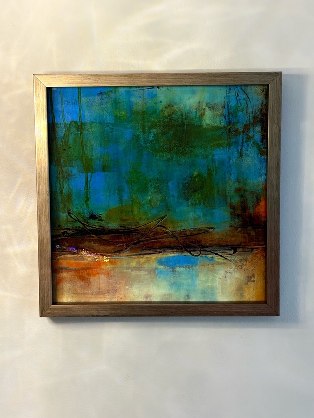 Modern Framed Abstract Wall Art – Blue & Earth Tones - photo 3