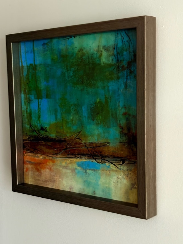 Modern Framed Abstract Wall Art – Blue & Earth Tones - photo 4