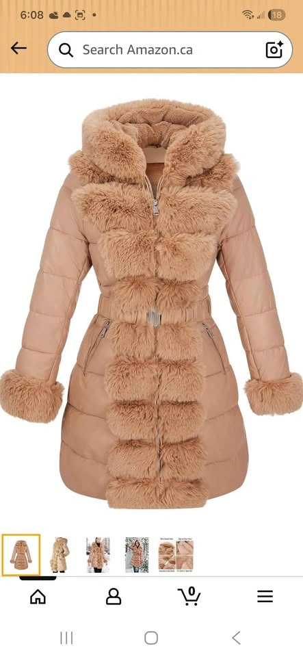 Winter Puffer Leather Coat with Fur Trim hooded - BNWT - photo 2
