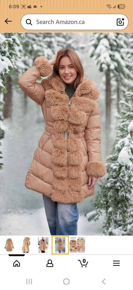 Winter Puffer Leather Coat with Fur Trim hooded - BNWT - photo 5