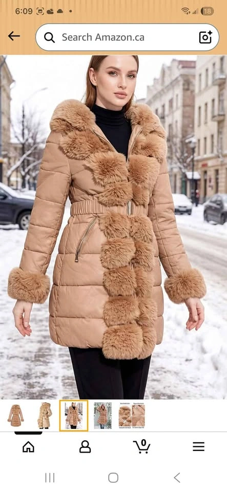 Winter Puffer Leather Coat with Fur Trim hooded - BNWT - photo 5